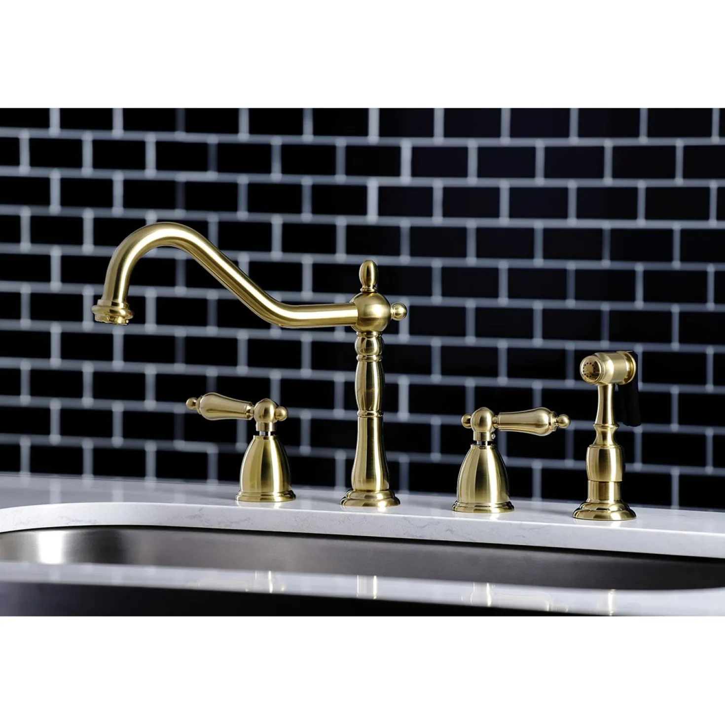 Kingston Brass Heritage Widespread Kitchen Faucet