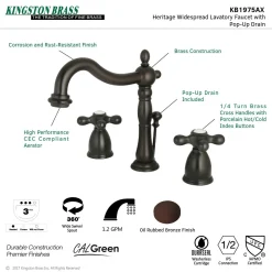 Kingston Brass Heritage 8" Widespread Bathroom Faucet