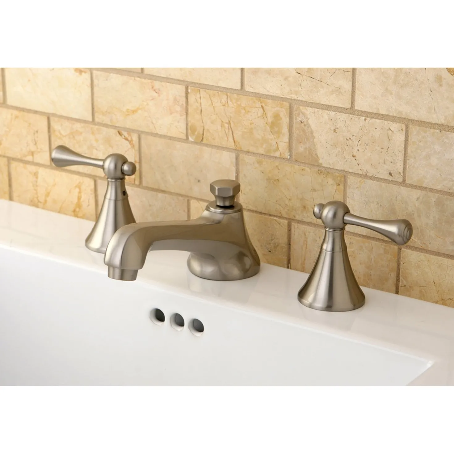 Kingston Brass 3-Hole 8-Inch Widespread Bathroom Faucet with Brass Pop-Up