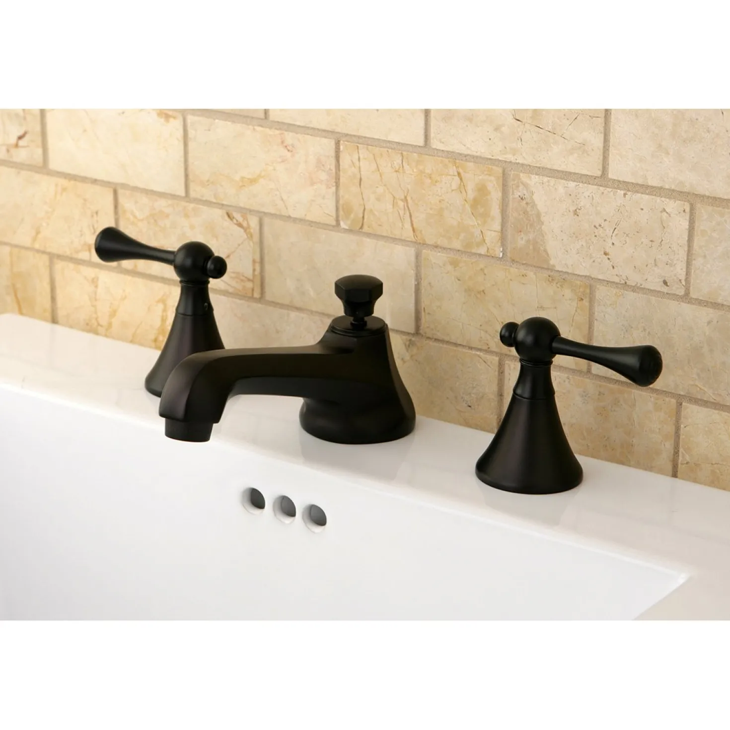 Kingston Brass 3-Hole 8-Inch Widespread Bathroom Faucet with Brass Pop-Up