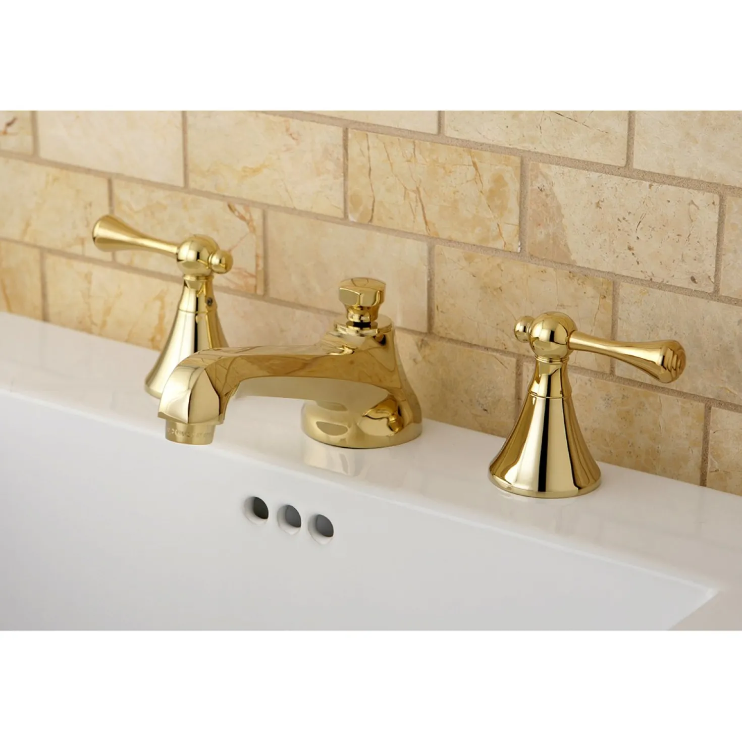 Kingston Brass 3-Hole 8-Inch Widespread Bathroom Faucet with Brass Pop-Up
