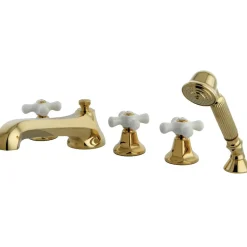 Kingston Brass 5-Hole Roman Tub Filler with Hand Shower