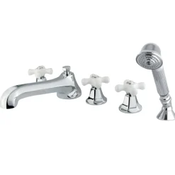 Kingston Brass 5-Hole Roman Tub Filler with Hand Shower