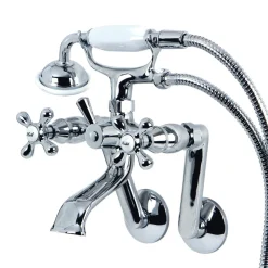 Kingston Brass 2-Hole Tub Wall Mount Clawfoot Tub Faucet with Hand Shower