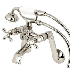 Kingston Brass 2-Hole Tub Wall Mount Clawfoot Tub Faucet with Hand Shower