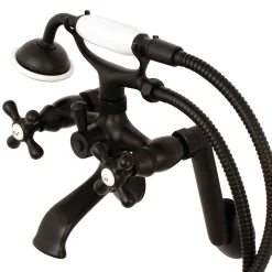 Kingston Brass 2-Hole Tub Wall Mount Clawfoot Tub Faucet with Hand Shower