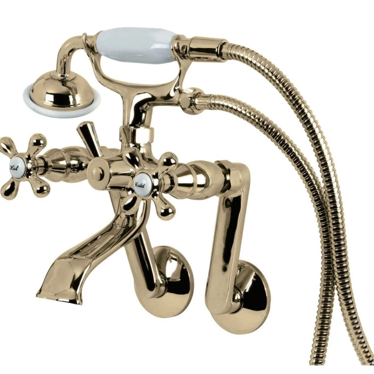 Kingston Brass 2-Hole Tub Wall Mount Clawfoot Tub Faucet with Hand Shower
