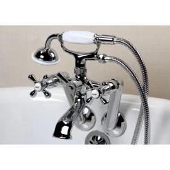 Kingston Brass 2-Hole Tub Wall Mount Clawfoot Tub Faucet with Hand Shower