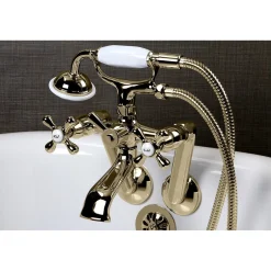 Kingston Brass 2-Hole Tub Wall Mount Clawfoot Tub Faucet with Hand Shower