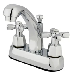 Kingston Brass Homestead Two Handle 4" Centerset Lavatory Faucet with Brass Pop-up