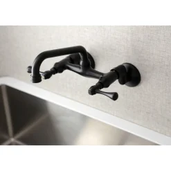Kingston Brass 6-Inch Adjustable Center Wall Mount Kitchen Faucet