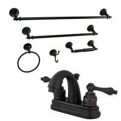 Kingston Brass 4-Inch Bathroom Faucet with 5-Piece Bathroom Hardware Combo