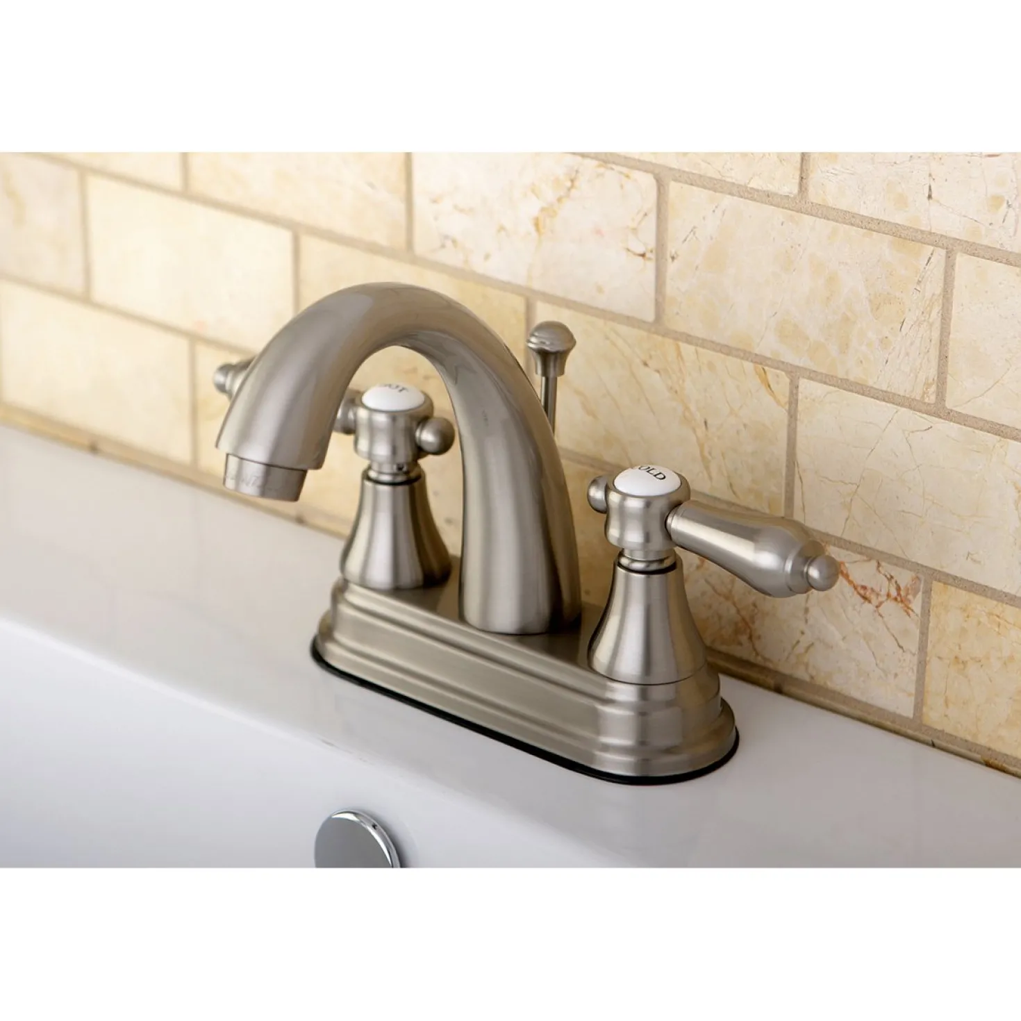 Kingston Brass 4-Inch Centerset Bathroom Faucet with Brass Pop-Up