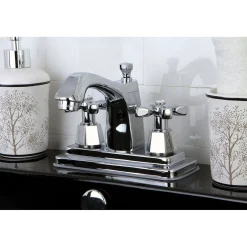 Kingston Brass 4-Inch Centerset Bathroom Faucet with Push Pop-Up Drain