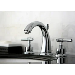 Kingston Brass 8-Inch Widespread Bathroom Faucet with Brass Pop-Up