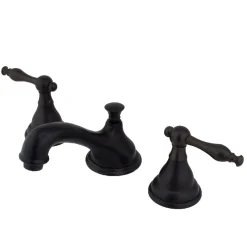 Kingston Brass 8-Inch Widespread Deck Mount Bathroom Faucet with Brass Pop-Up