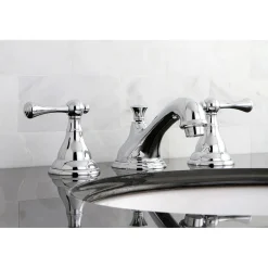 Kingston Brass 8-Inch Widespread Three-Hole Bathroom Faucet with Brass Pop-Up