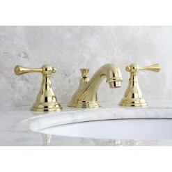 Kingston Brass 8-Inch Widespread Three-Hole Bathroom Faucet with Brass Pop-Up