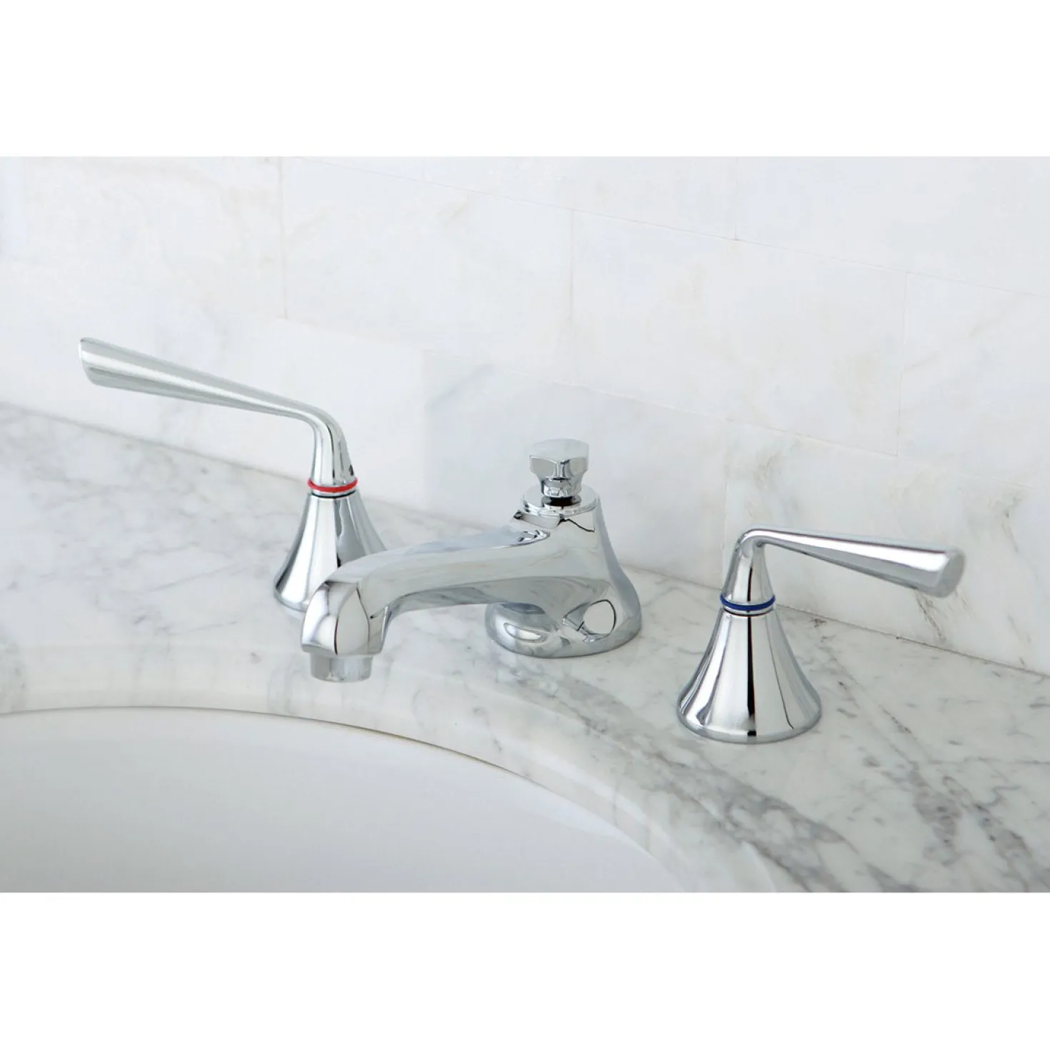 Kingston Brass 8-Inch Widespread 3-Hole Bathroom Faucet with Brass Pop-Up