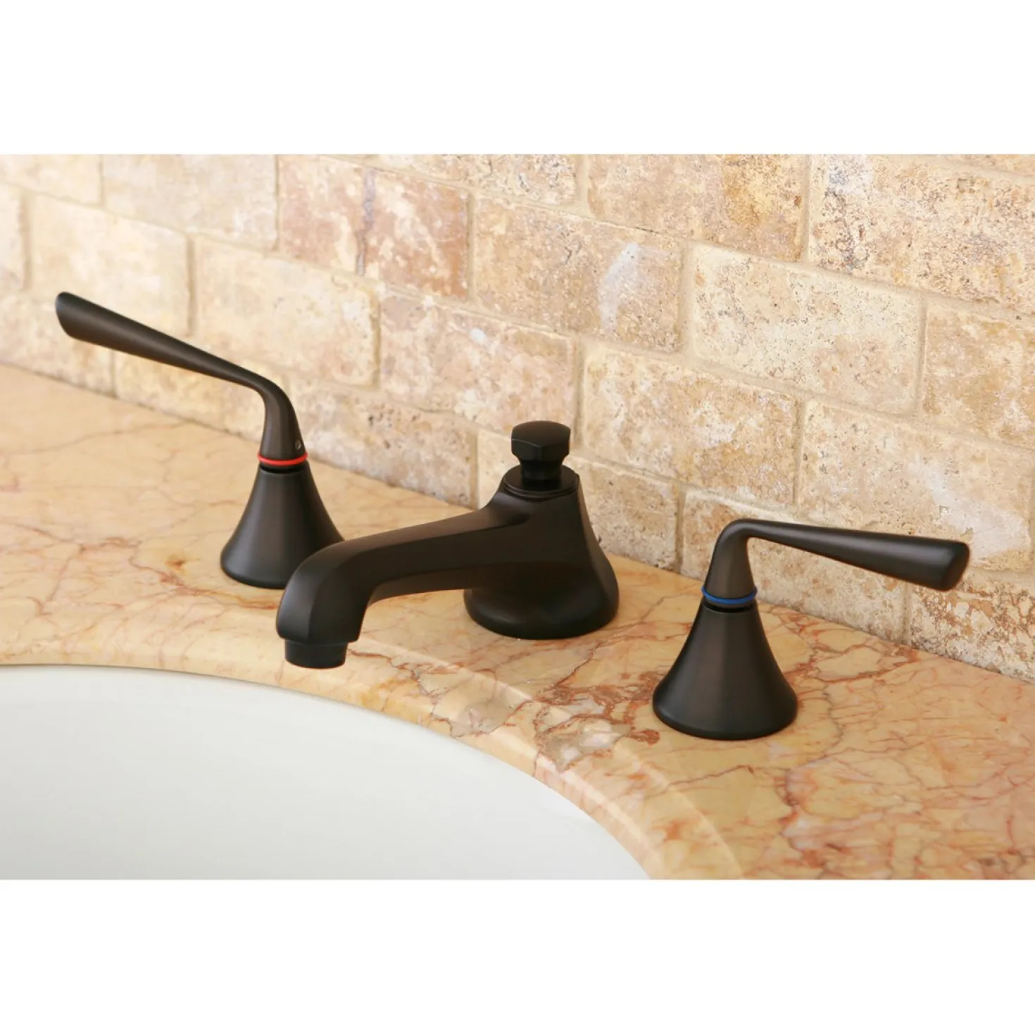 Kingston Brass 8-Inch Widespread 3-Hole Bathroom Faucet with Brass Pop-Up