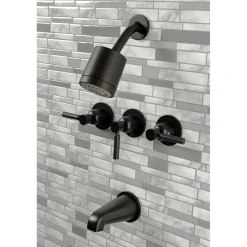 Kingston Brass Kaiser Three-Handle Tub and Shower Faucet