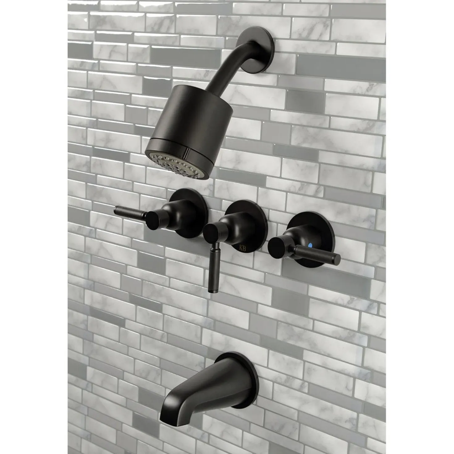 Kingston Brass Kaiser Three-Handle Tub and Shower Faucet