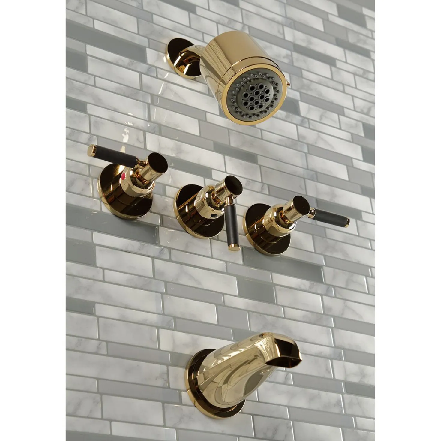 Kingston Brass Kaiser Three-Handle Tub and Shower Faucet