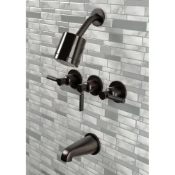 Kingston Brass Kaiser Three-Handle Tub and Shower Faucet