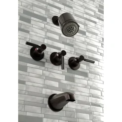 Kingston Brass Kaiser Three-Handle Tub and Shower Faucet