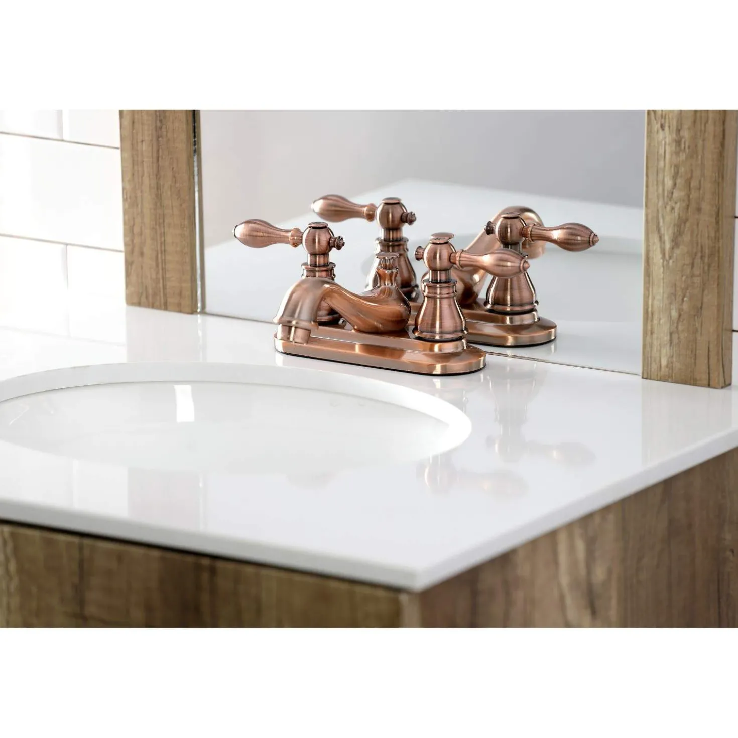 Kingston Brass KB606ACL American Classic 4" Centerset Bathroom Faucet, Antique Copper