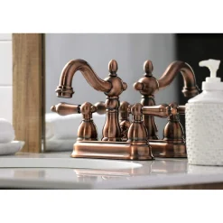 Kingston Brass KB160ALAC Heritage 4 in. Centerset Bathroom Faucet, Antique Copper