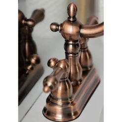 Kingston Brass KB160ALAC Heritage 4 in. Centerset Bathroom Faucet, Antique Copper