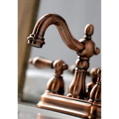 Kingston Brass KB160ALAC Heritage 4 in. Centerset Bathroom Faucet, Antique Copper