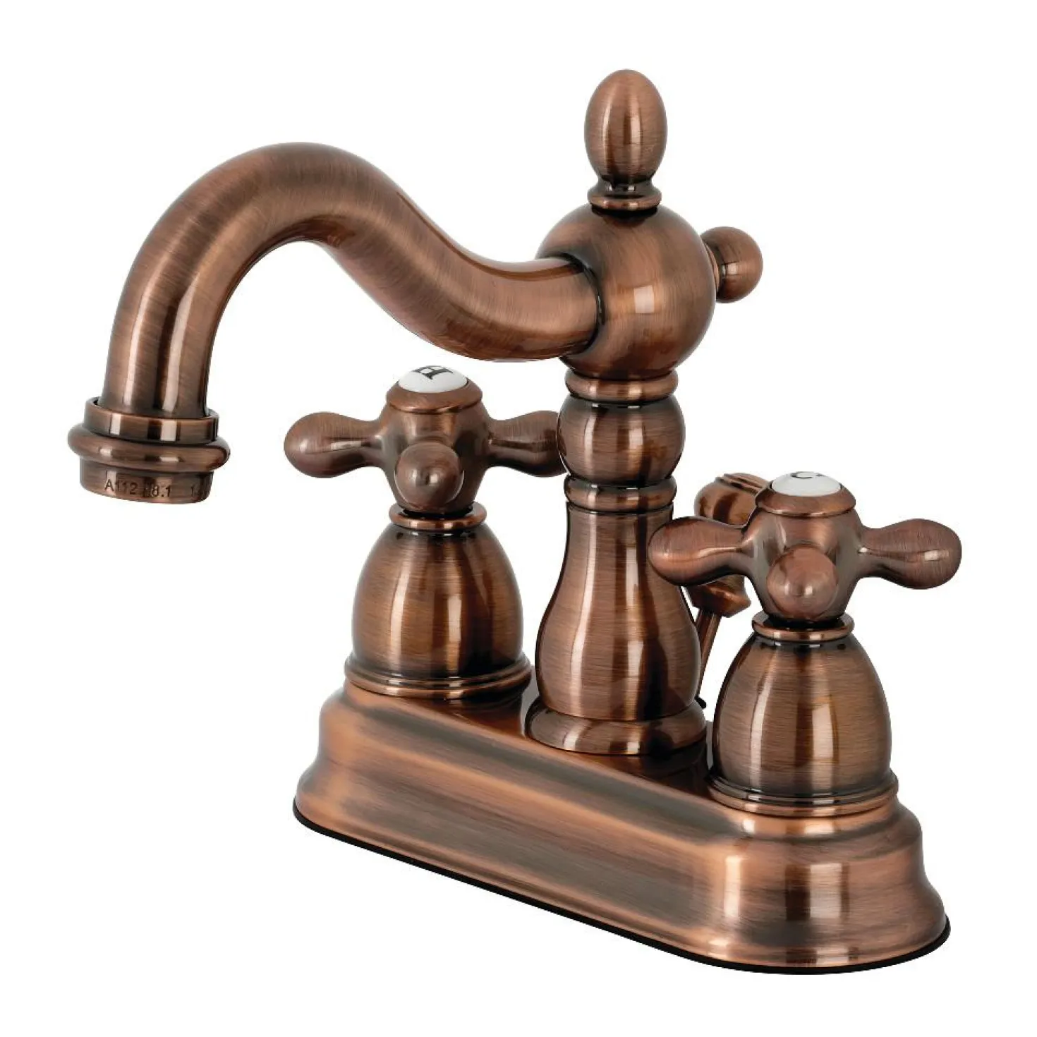 Kingston Brass KB160AXAC Heritage 4 in. Centerset Bathroom Faucet, Antique Copper