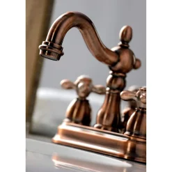 Kingston Brass KB160AXAC Heritage 4 in. Centerset Bathroom Faucet, Antique Copper