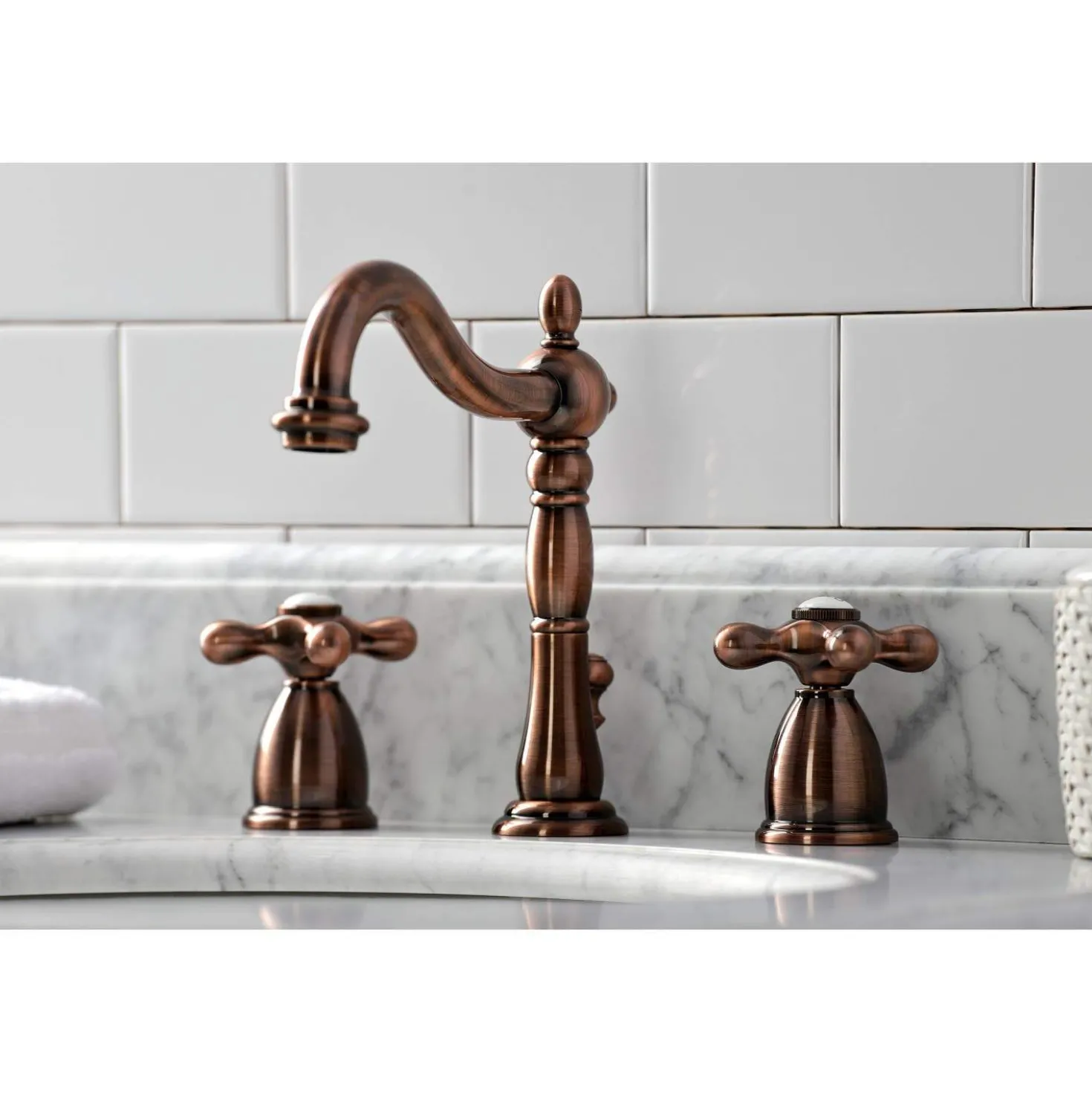 Kingston Brass KB197AXAC 8 in. Widespread Bathroom Faucet, Antique Copper