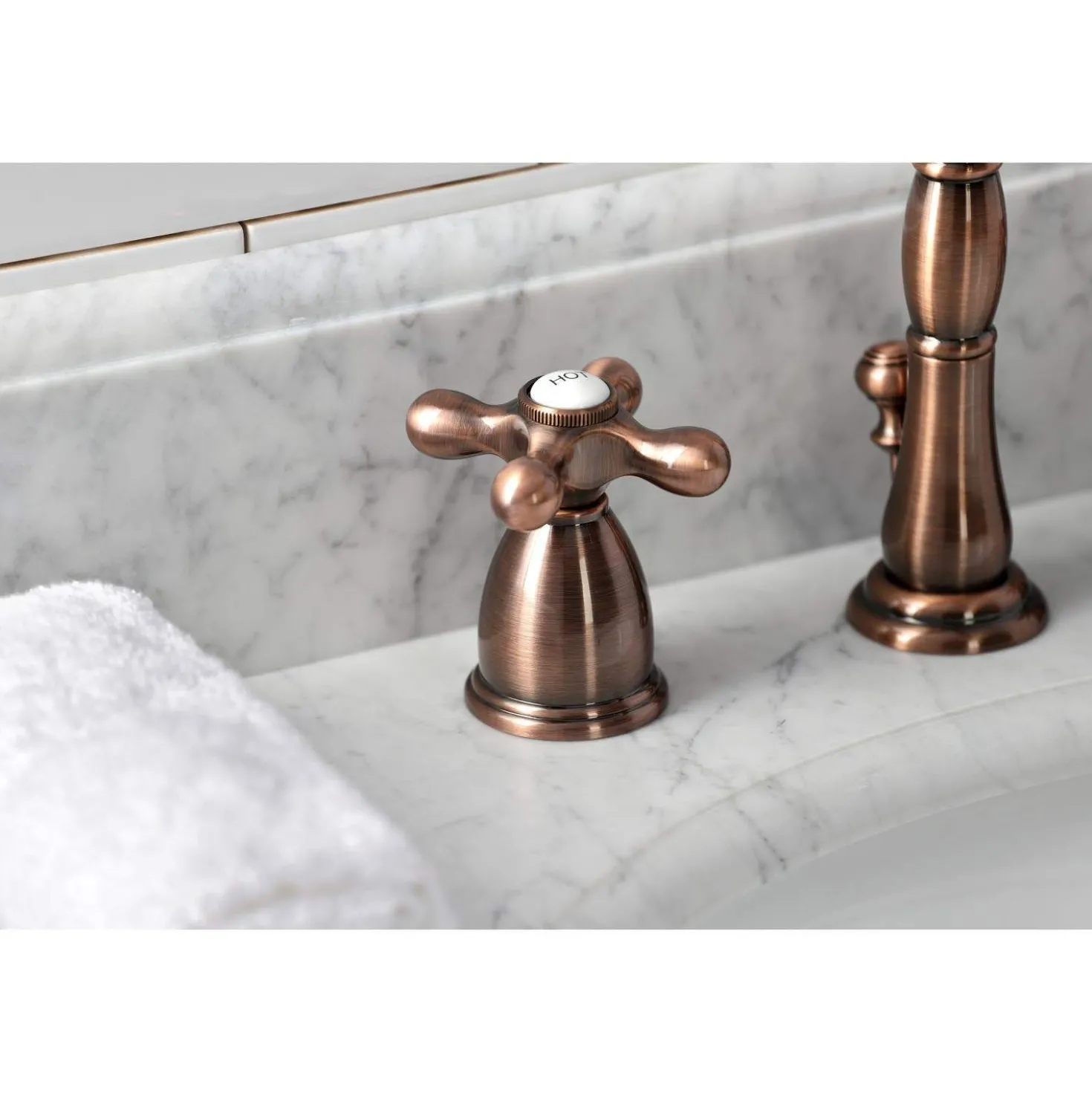 Kingston Brass KB197AXAC 8 in. Widespread Bathroom Faucet, Antique Copper