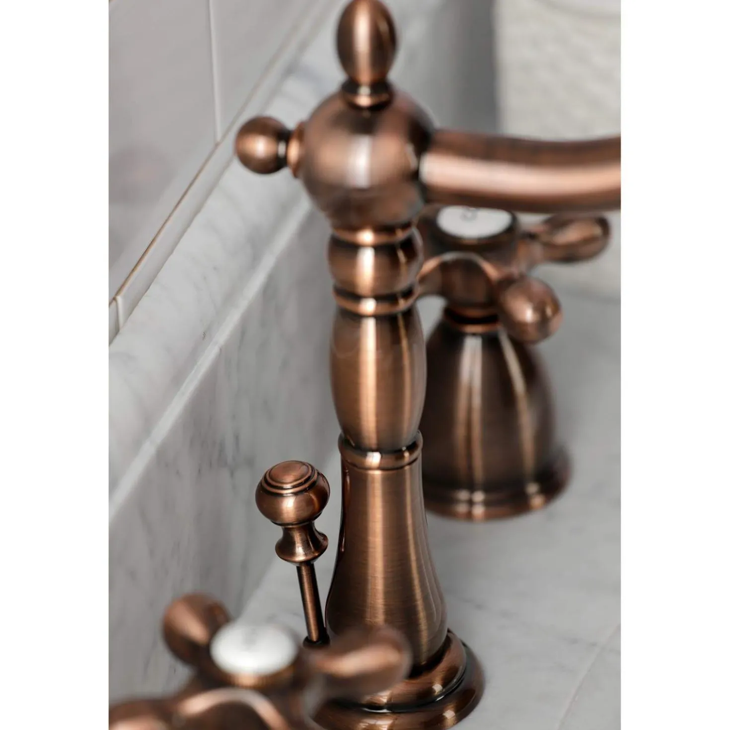 Kingston Brass KB197AXAC 8 in. Widespread Bathroom Faucet, Antique Copper
