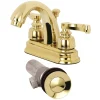 Kingston Brass KB5612FLB 4-Inch Centerset Bathroom Faucet in Polished Brass