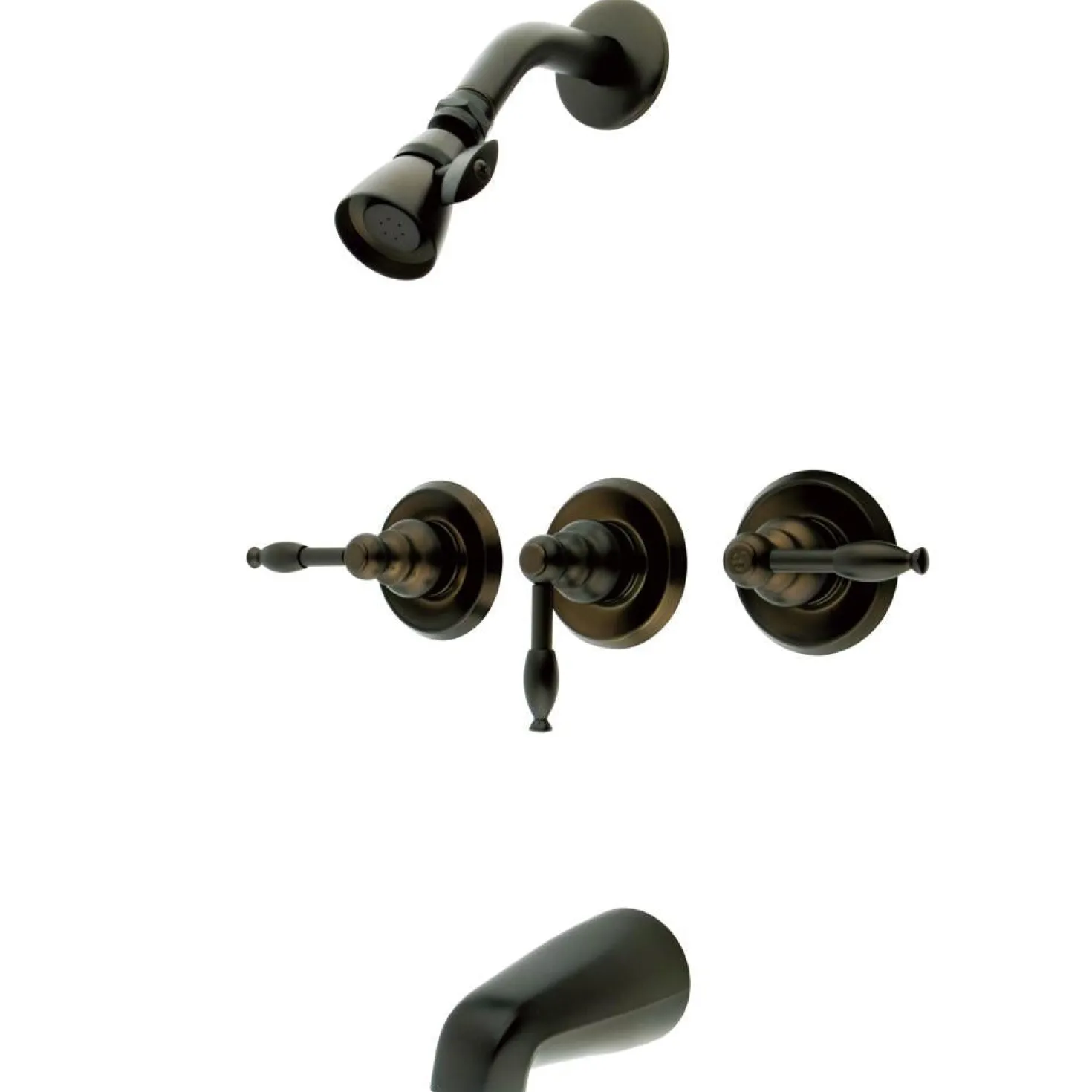 Kingston Brass KB235KL Magellan Three Handle Tub and Shower Faucet