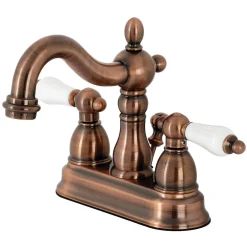 Kingston Brass KB160PLAC Heritage 4 in. Centerset Bathroom Faucet, Antique Copper