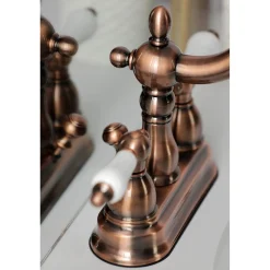 Kingston Brass KB160PLAC Heritage 4 in. Centerset Bathroom Faucet, Antique Copper