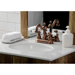 Kingston Brass KB160PLAC Heritage 4 in. Centerset Bathroom Faucet, Antique Copper