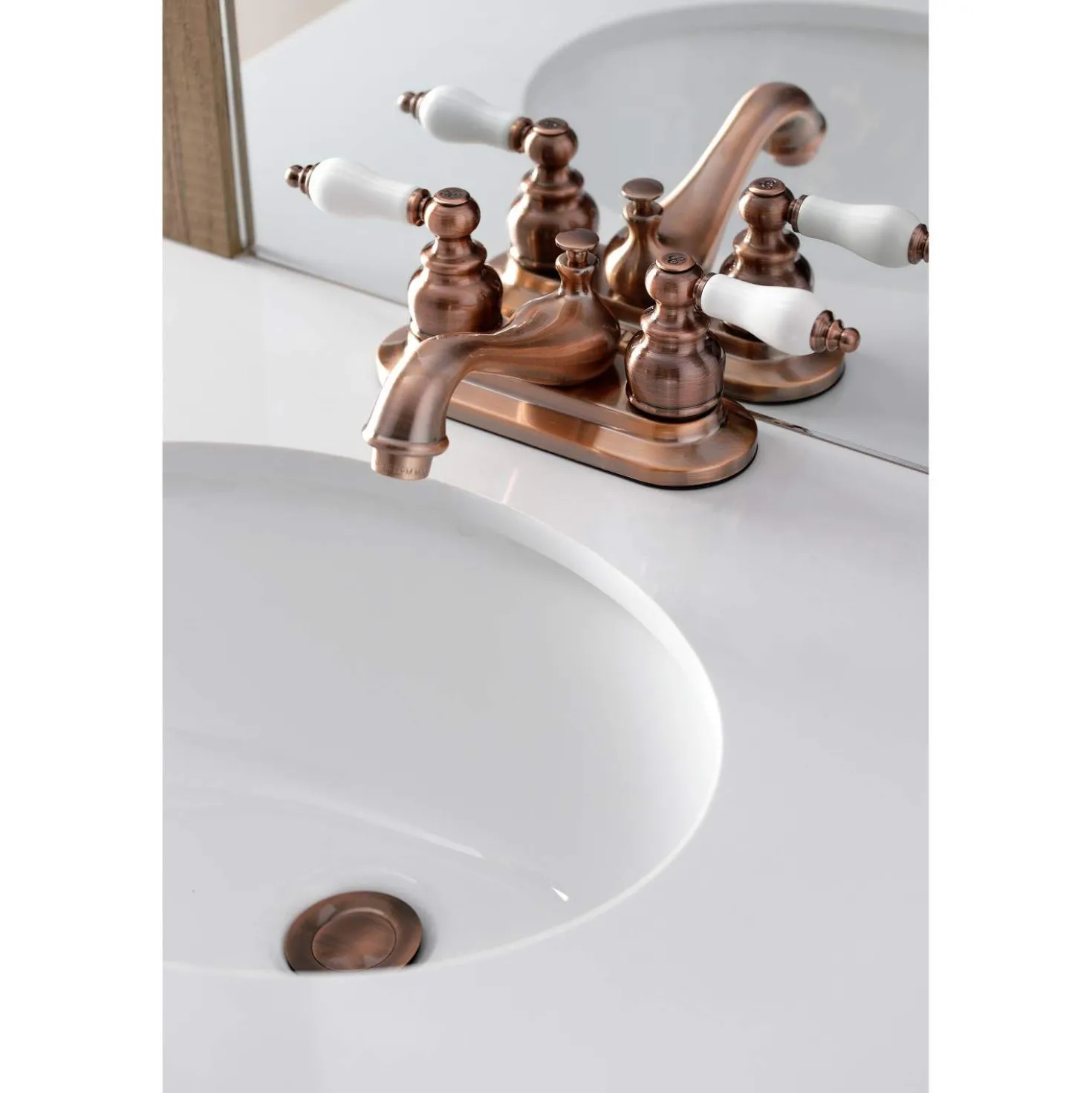 Kingston Brass KB606PL Restoration 4 in. Centerset Bathroom Faucet, Antique Copper