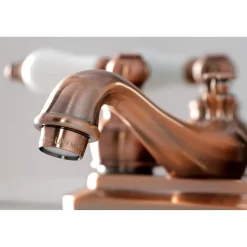Kingston Brass KB606PL Restoration 4 in. Centerset Bathroom Faucet, Antique Copper