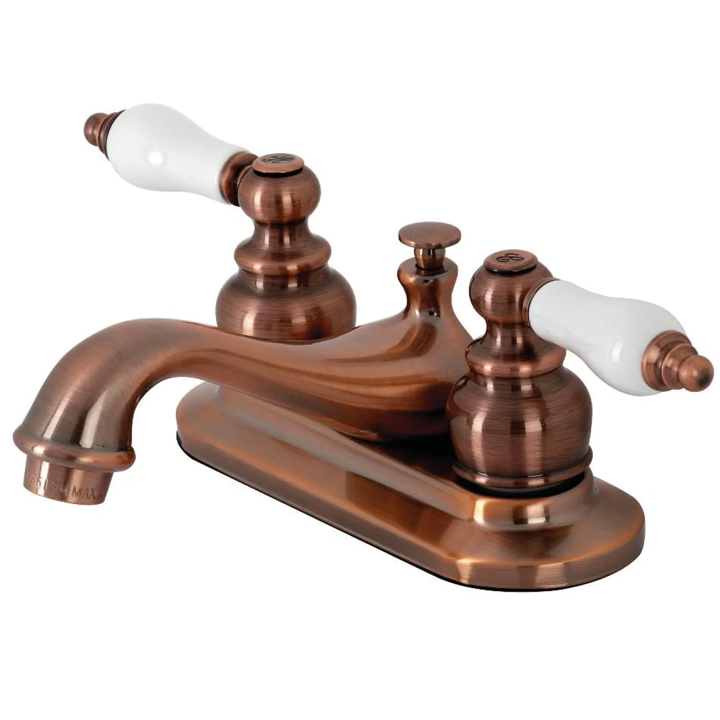 Kingston Brass KB606PL Restoration 4 in. Centerset Bathroom Faucet, Antique Copper