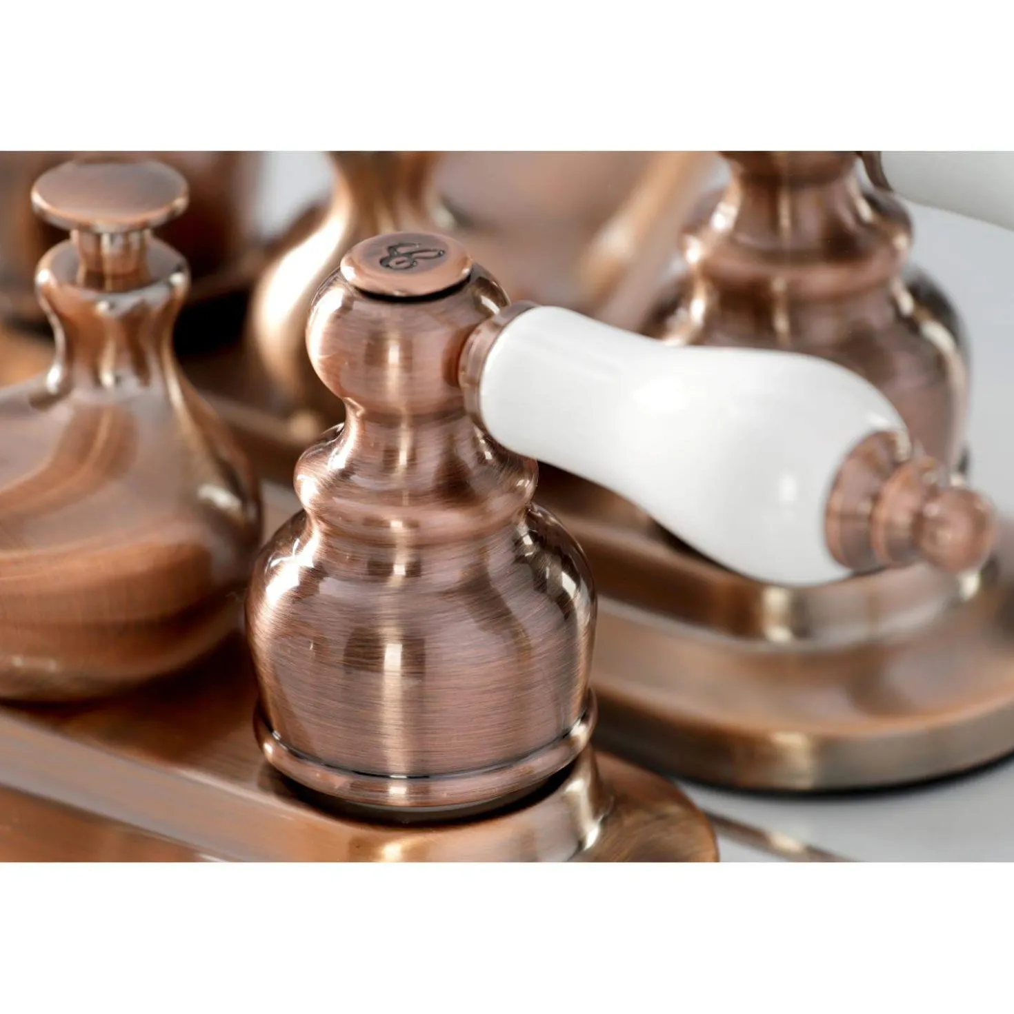 Kingston Brass KB606PL Restoration 4 in. Centerset Bathroom Faucet, Antique Copper