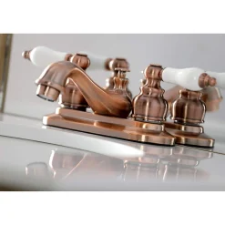 Kingston Brass KB606PL Restoration 4 in. Centerset Bathroom Faucet, Antique Copper