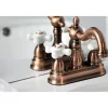 Kingston Brass KB160PXAC Heritage 4 in. Centerset Bathroom Faucet, Antique Copper