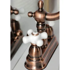 Kingston Brass KB160PXAC Heritage 4 in. Centerset Bathroom Faucet, Antique Copper